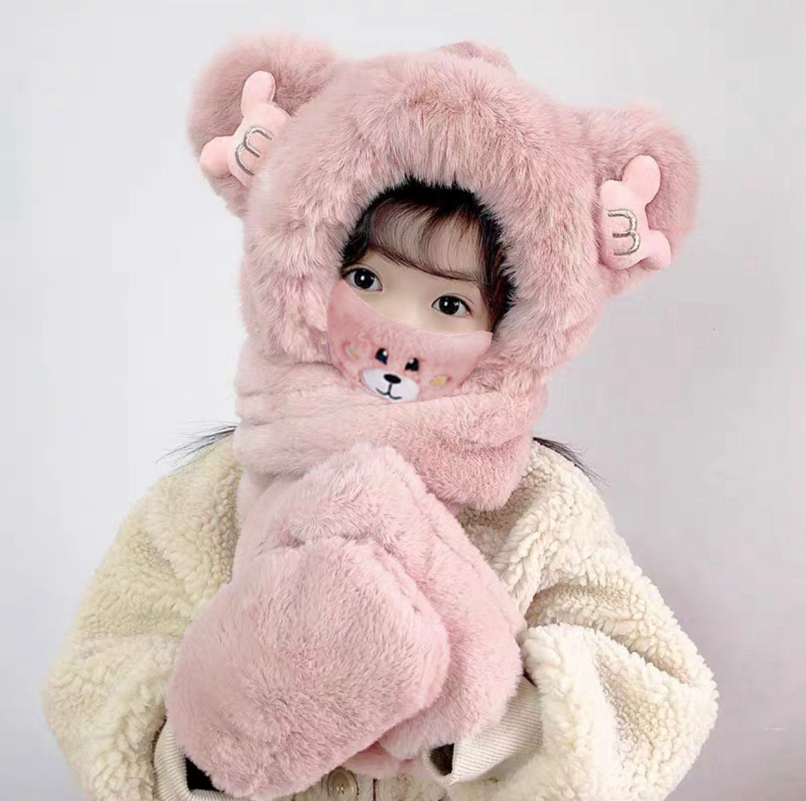 Kids hat scarf gloves set
