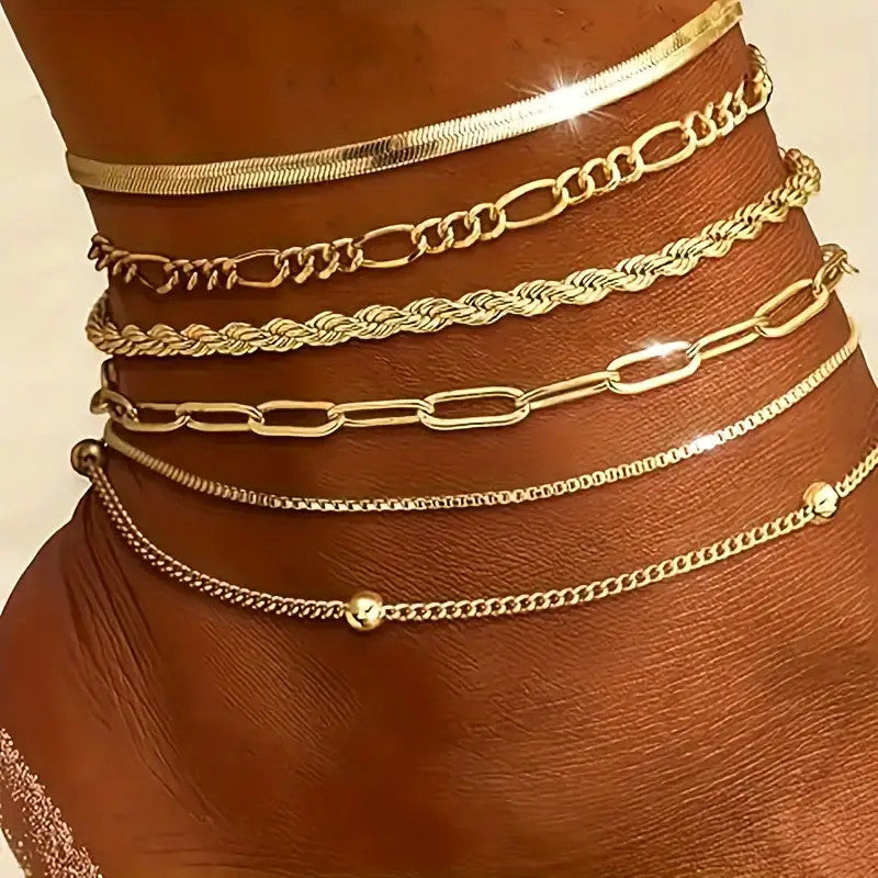 Women's 6 piece anklet set
