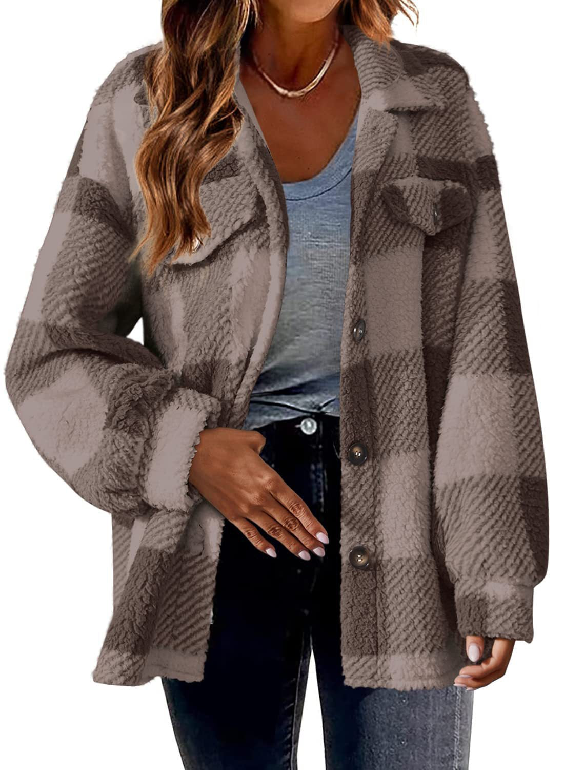Women's brown turndown collar jacket