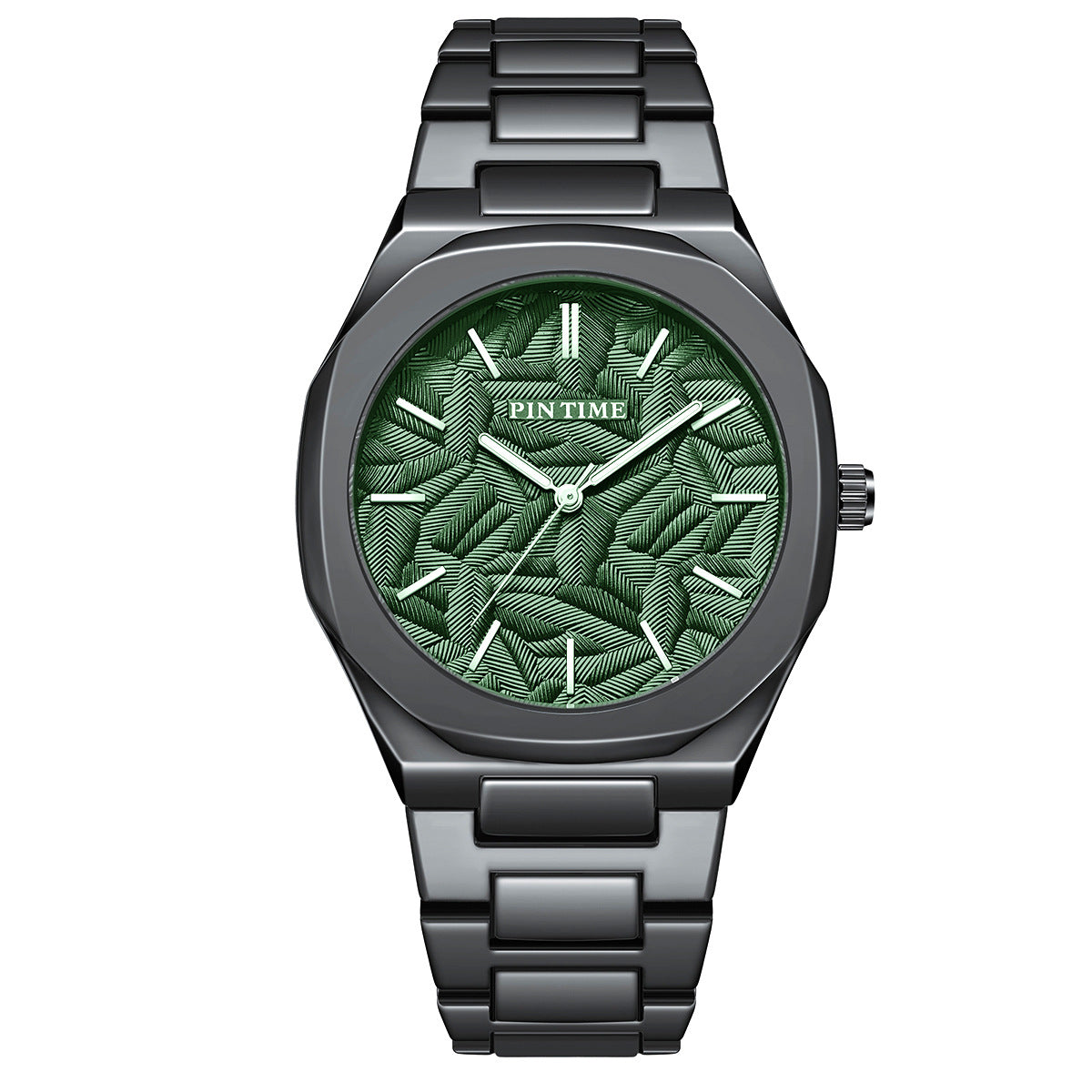 Alternate view: Men's palm leaf embossed watch