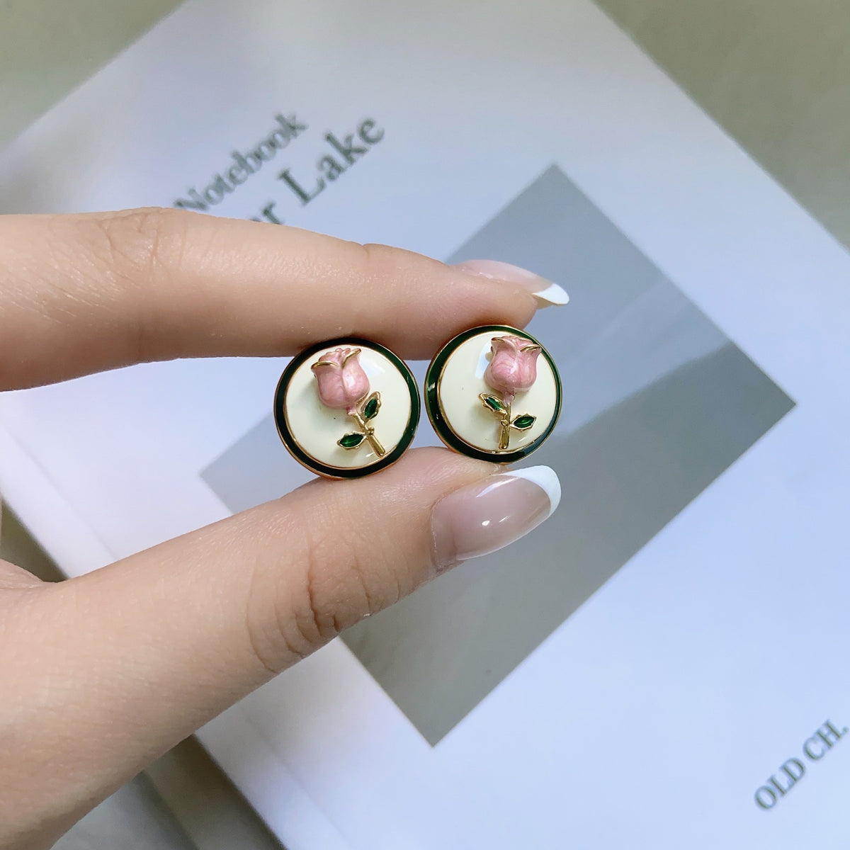 Alternate view: Women's vintage rose earrings