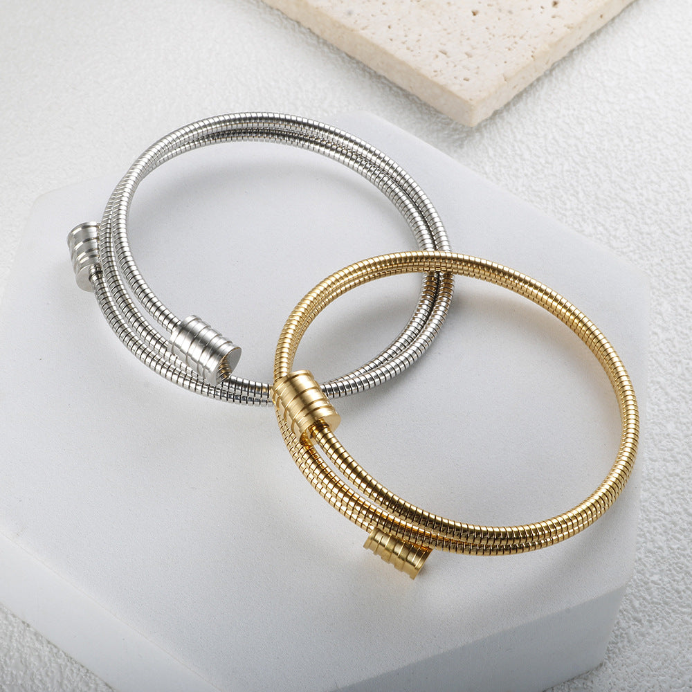 Alternate view: Women's simple line bangle bracelet