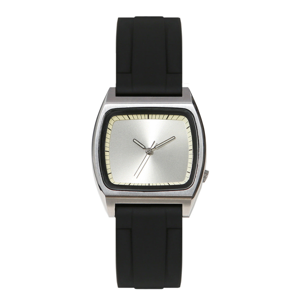 Unisex white surface silicone band simple watch
