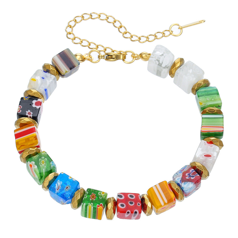 Unisex murano glass bead bracelet