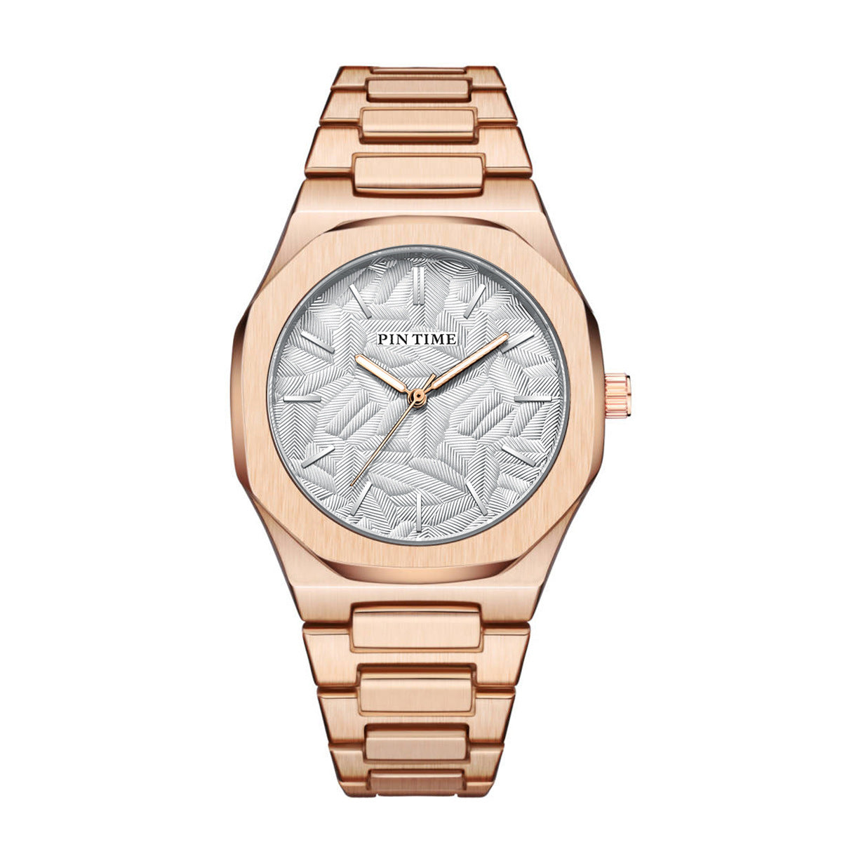 Men's palm leaf embossed watch