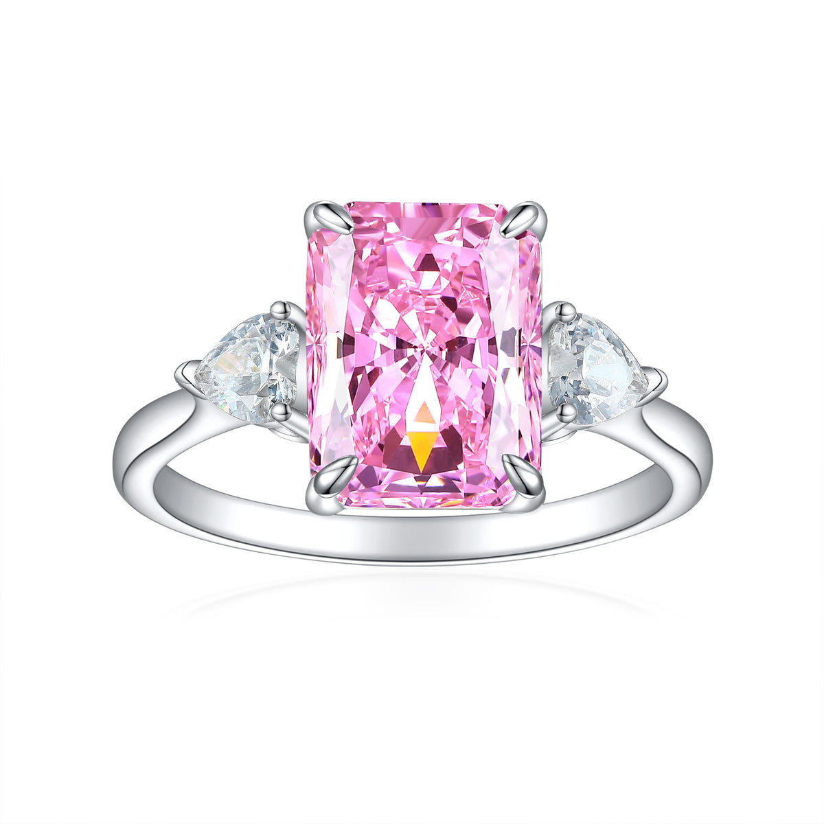 Women's S925 rectangular rhinestone ring