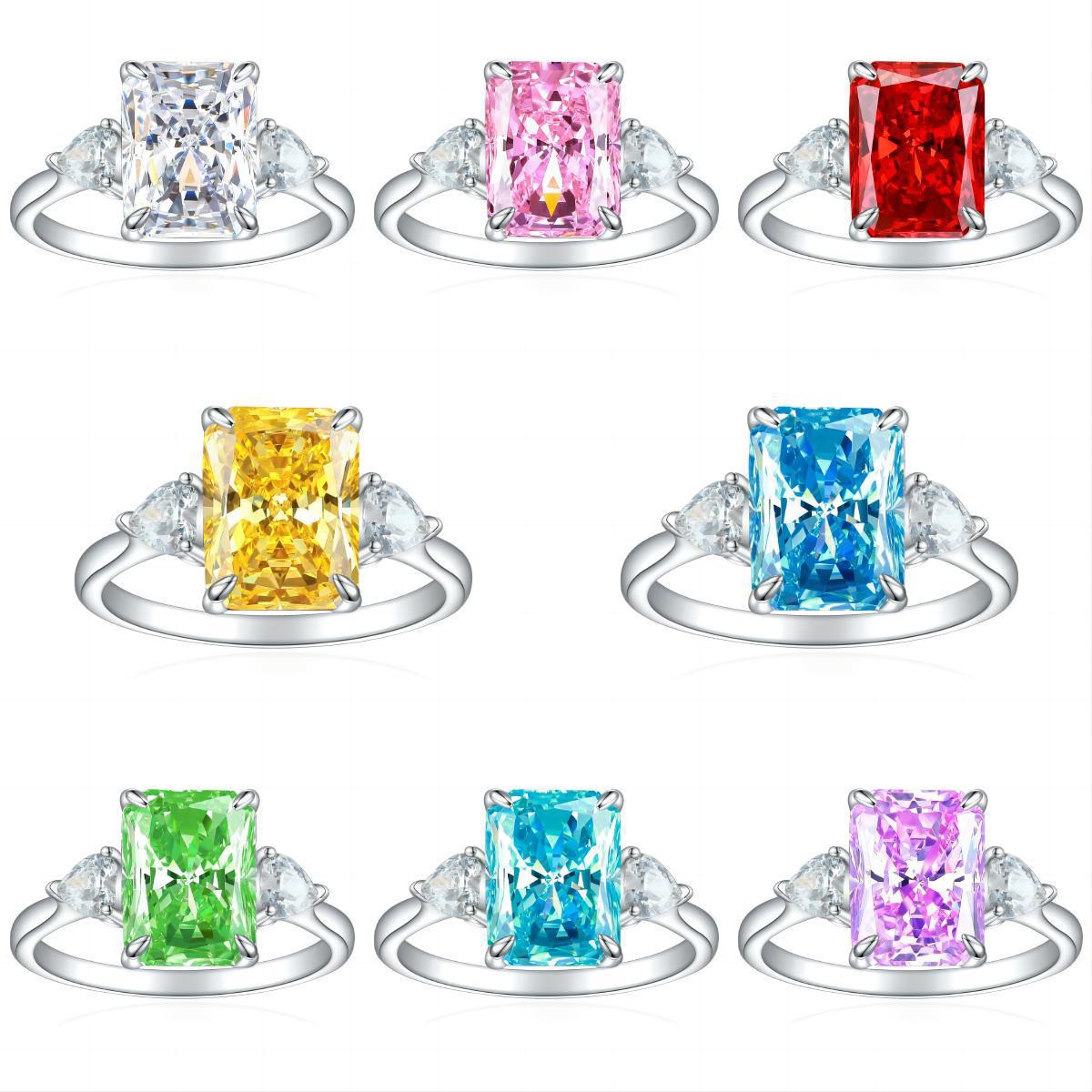 Women's S925 rectangular rhinestone ring