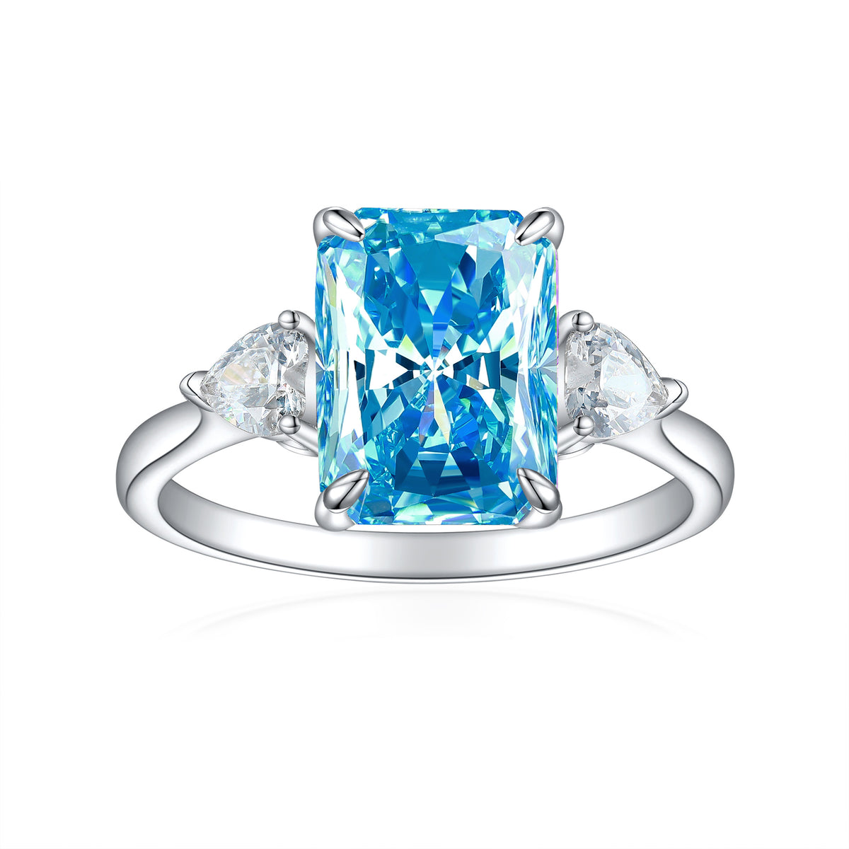 Women's S925 rectangular rhinestone ring