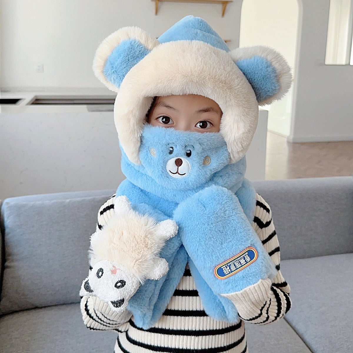 Kids hat scarf gloves set