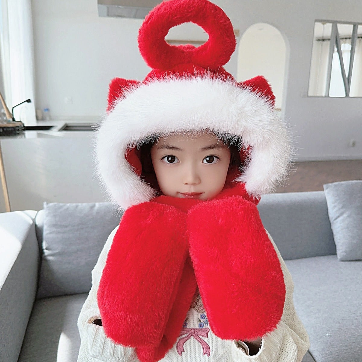 Kids hat scarf gloves set