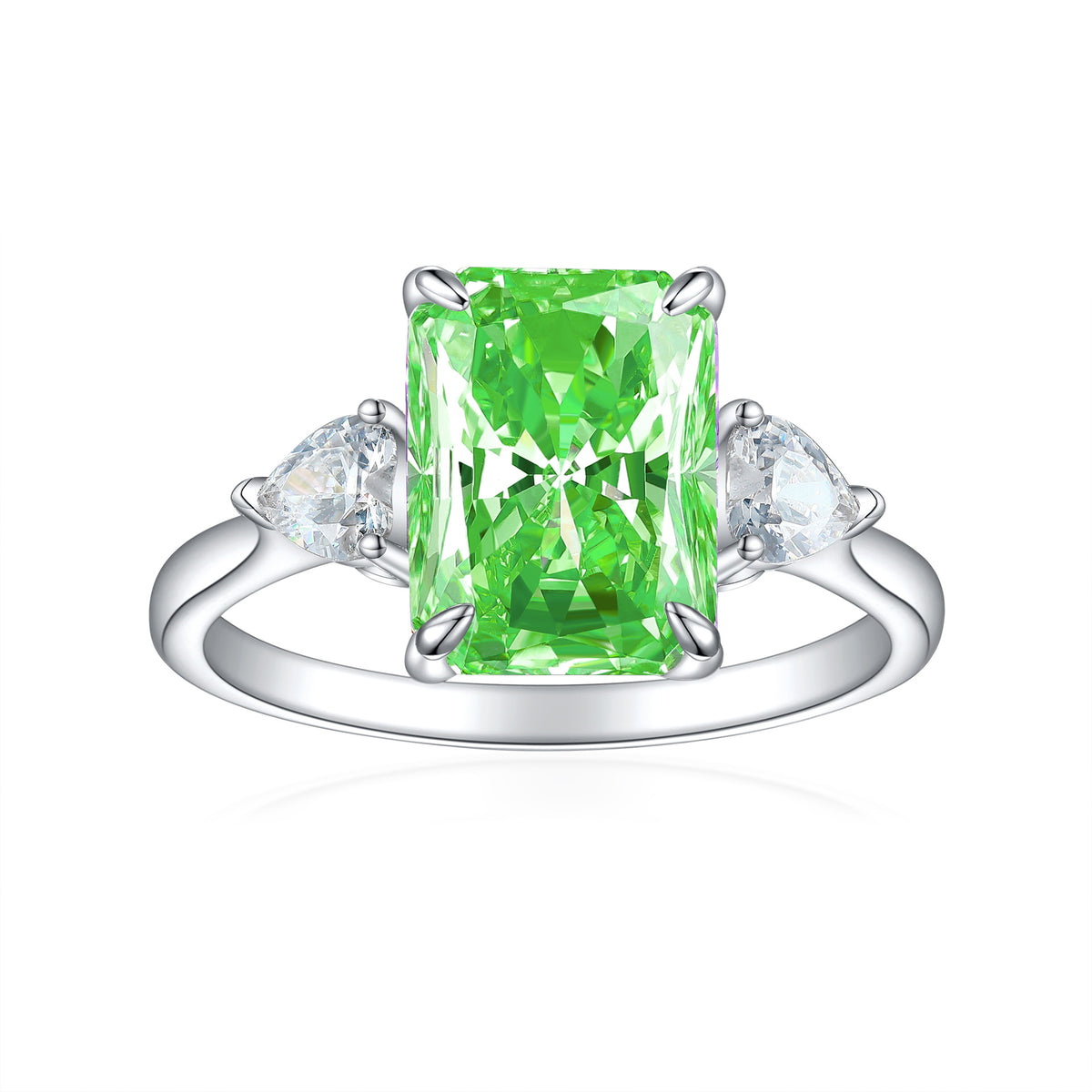 Women's S925 rectangular rhinestone ring