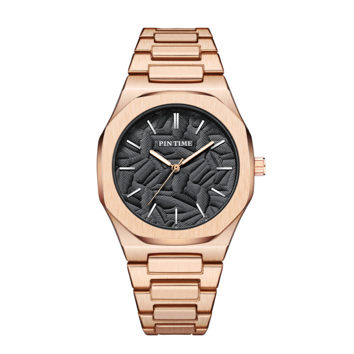 Men's palm leaf embossed watch