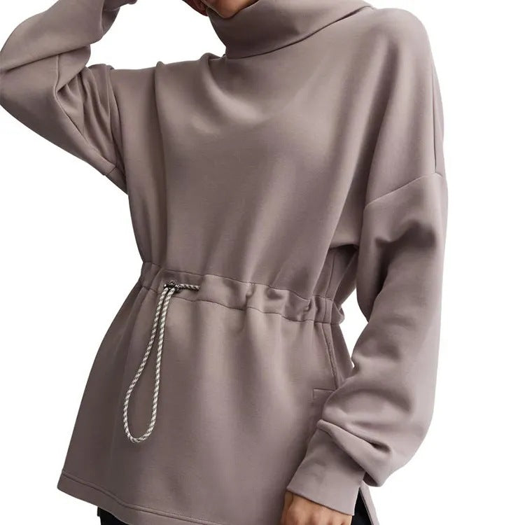 Women's purplish red long-sleeve workout top