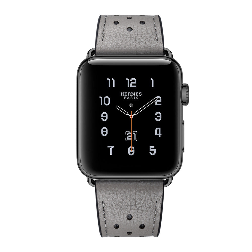 Unisex porous leather watch strap