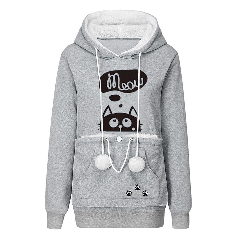 Women's light gray animal ear hoodie