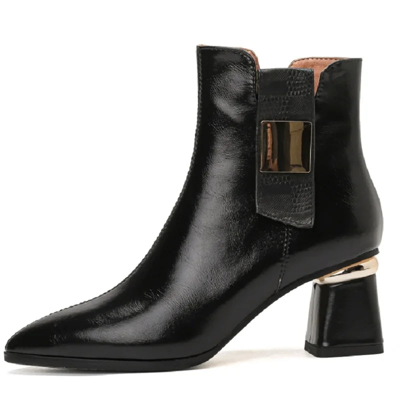 Women's black split leather boots