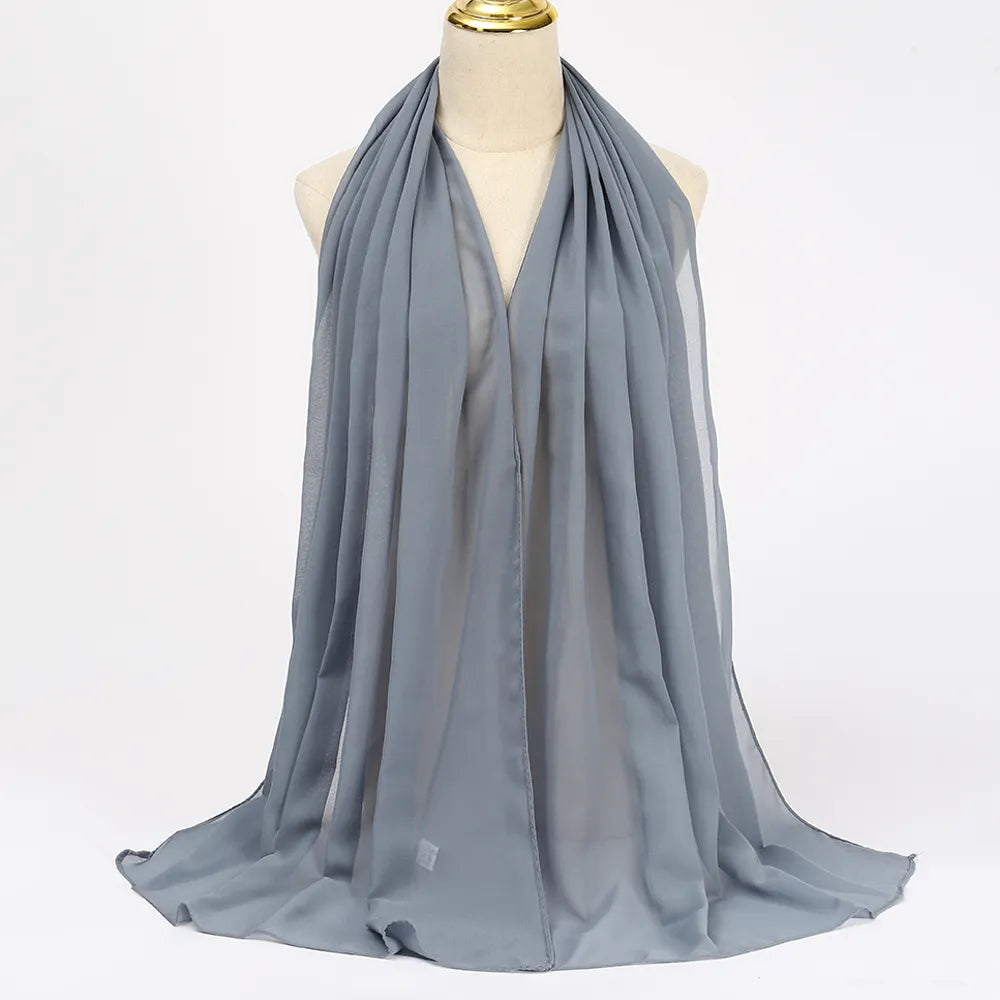 Women's cheese blue chiffon hijab scarf