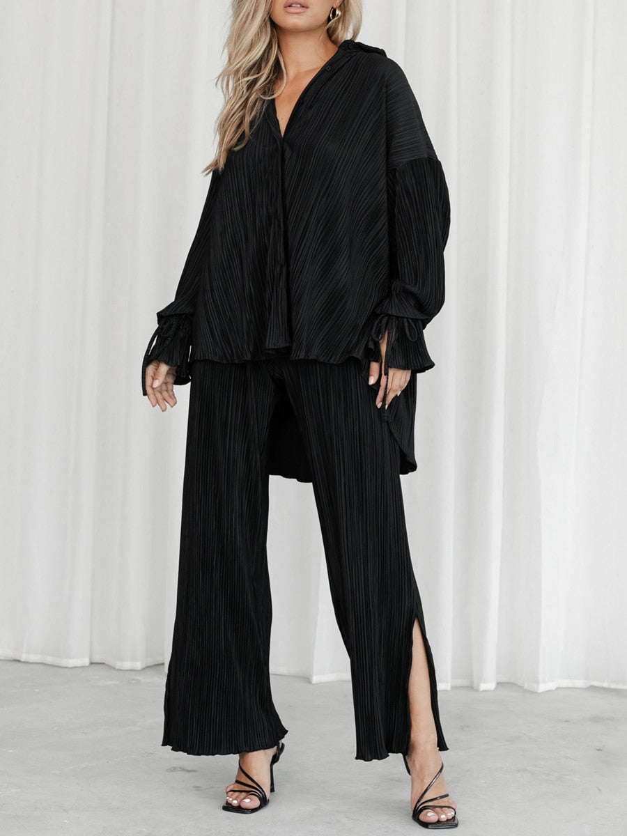 Alternate view: Women's pleated shirt & trousers