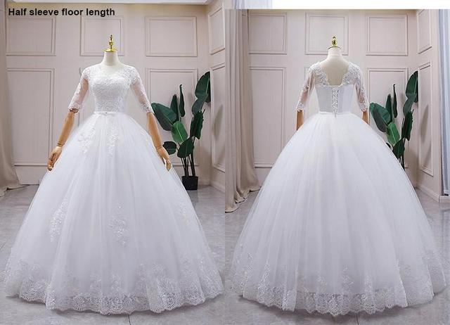 Women's half sleeve floor classic bridal gown