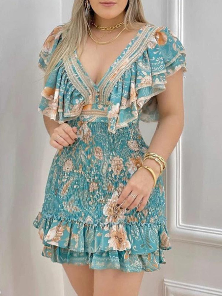 Women's light blue lace dress