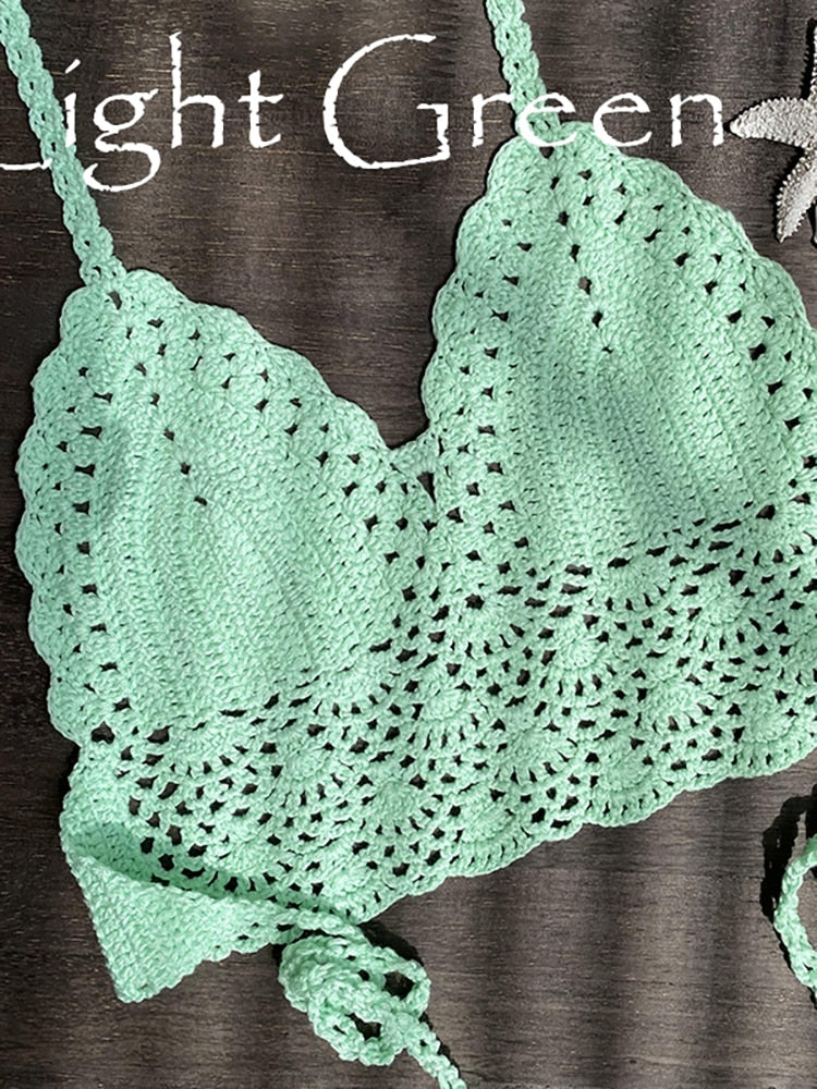 Women's light green triangle bikini top