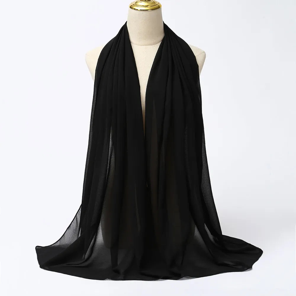 Women's black chiffon hijab scarf
