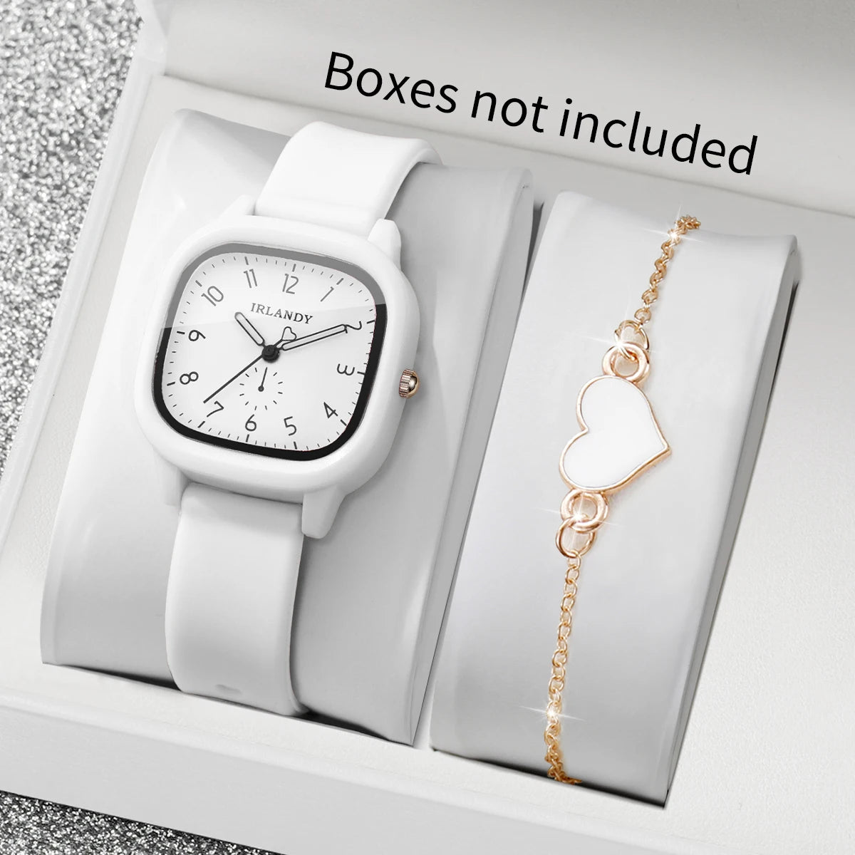 Square watch and heart bracelet set - view 8