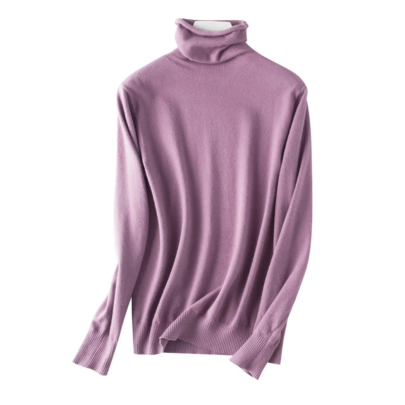 Women's light purple turtleneck sweater