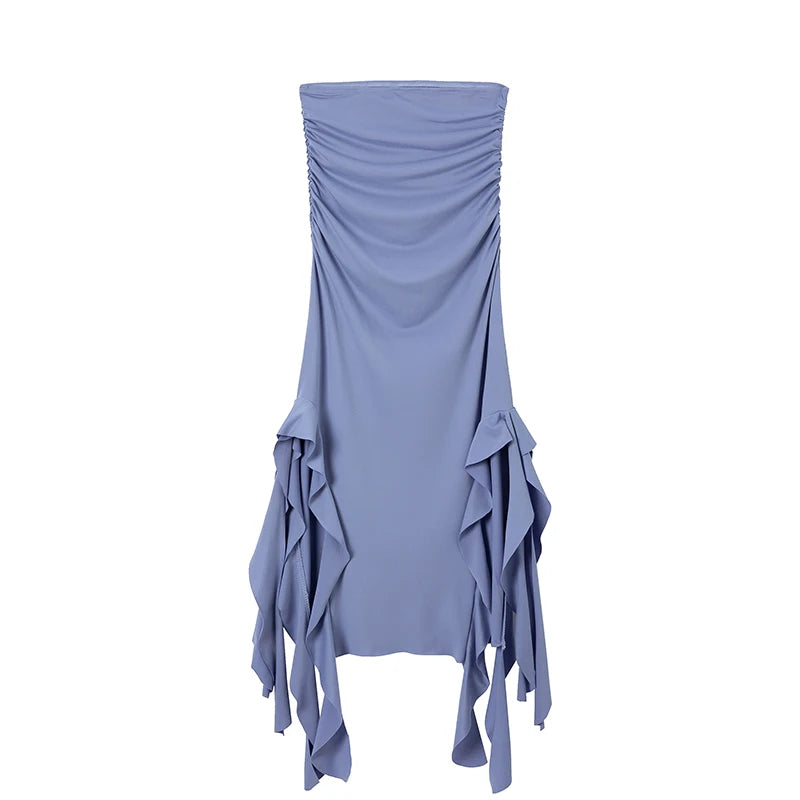Women's light blue one shoulder dress