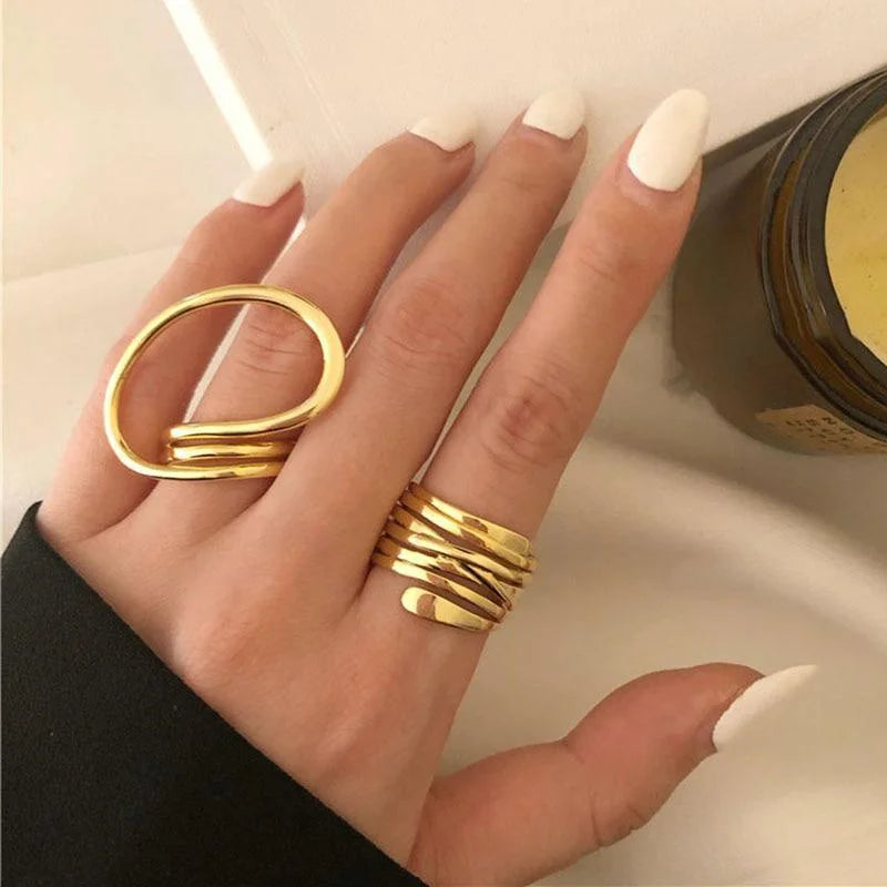 Women's 2 piece geometric ring set