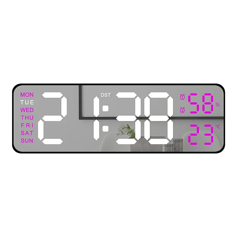 Unisex 9 inch digital LED wall clock with temperature and humidity