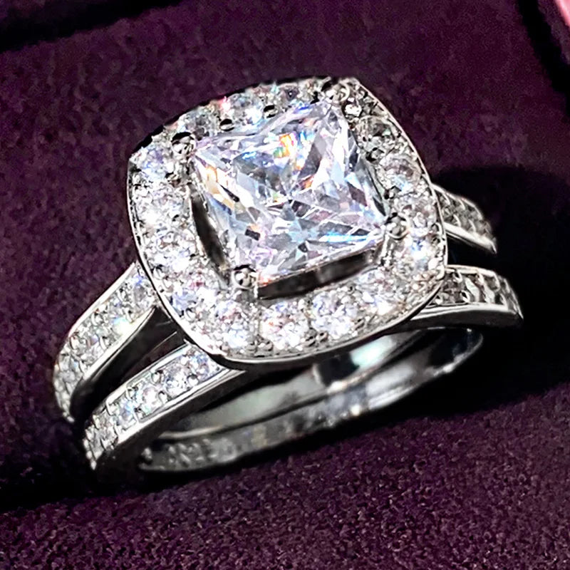 Alternate view: Women's square zirconia ring
