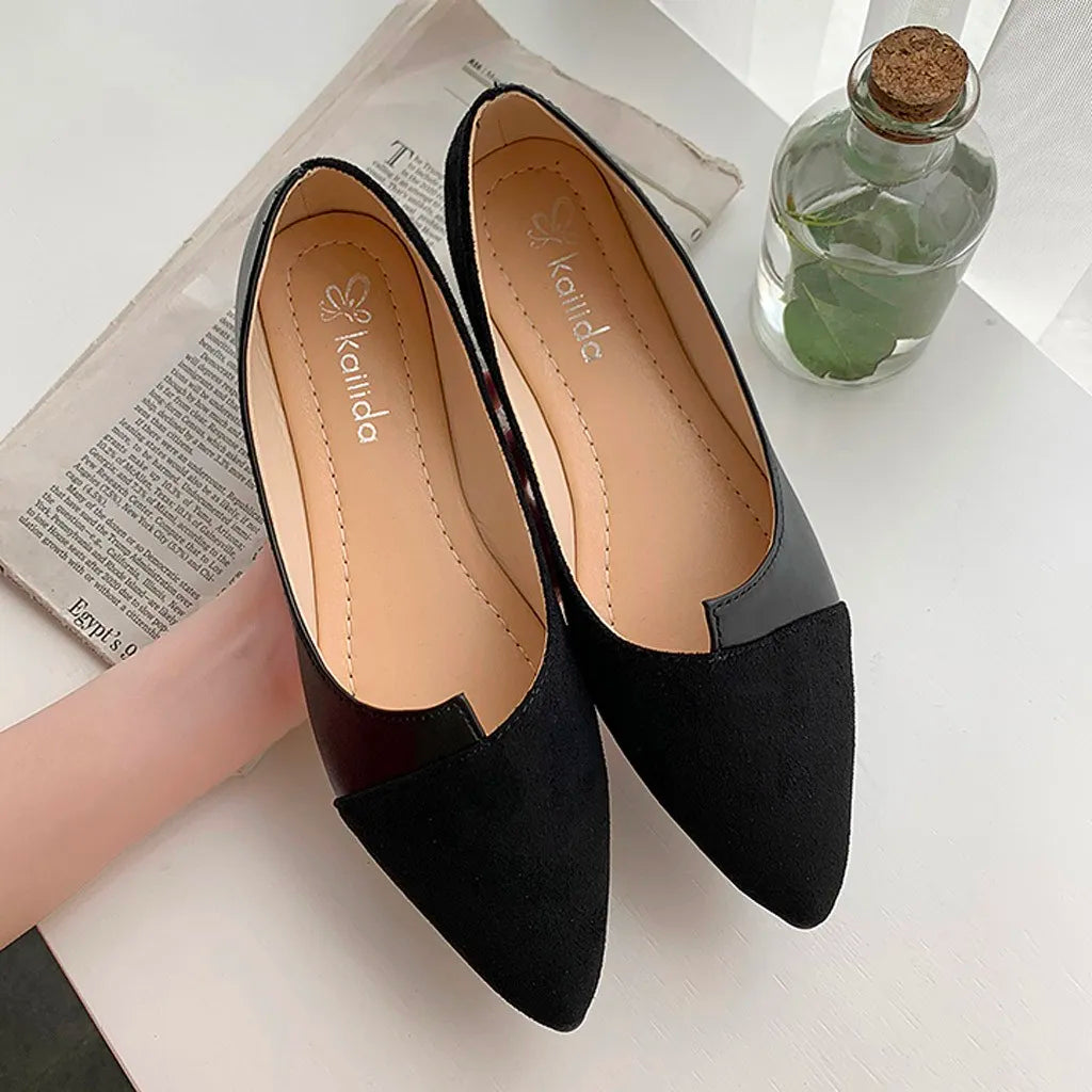 Women's black splice flats