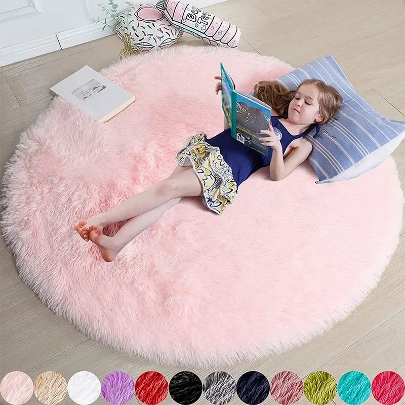 Soft plush round rug