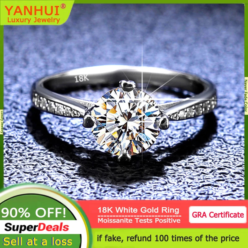 Women's 18K white gold moissanite solitaire ring