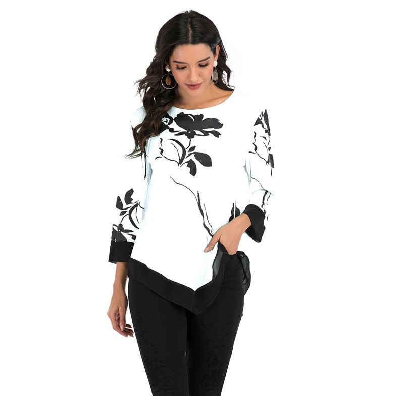 Women's white print blouse