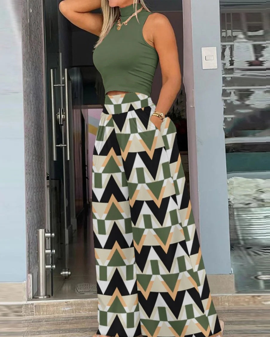 Women's green pc trouser set
