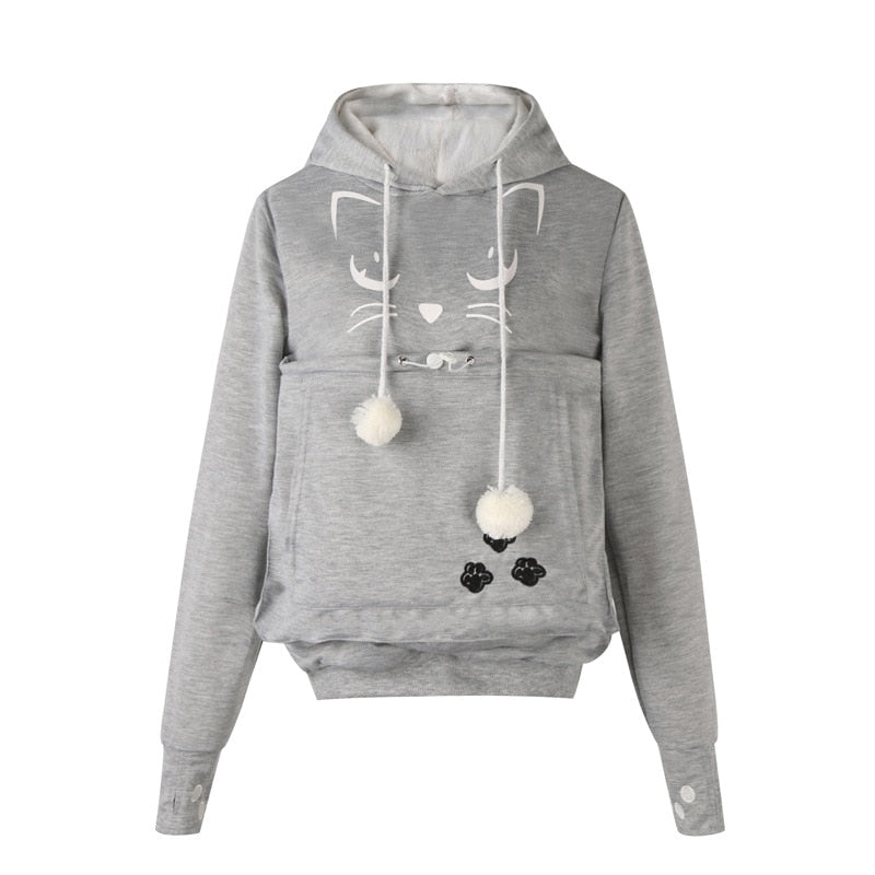 Women's light gray animal ear hoodie