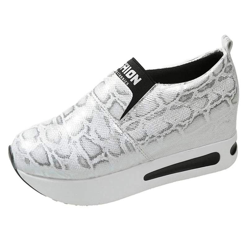 Women's white platform sneakers