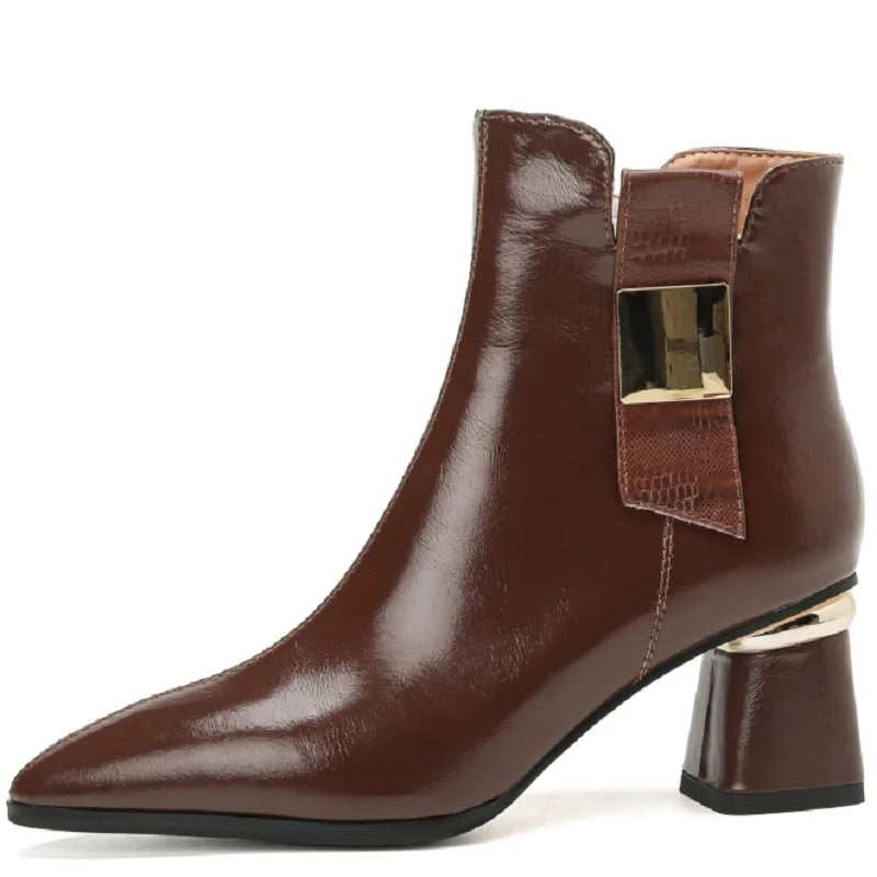 Women's brown split leather boots