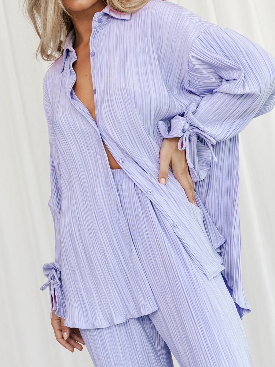 Alternate view: Women's pleated shirt & trousers