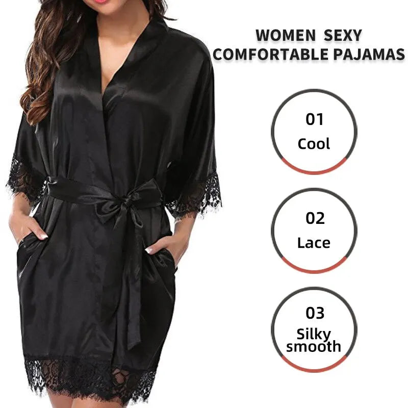 Alternate view: Women's ice silk pajama robe