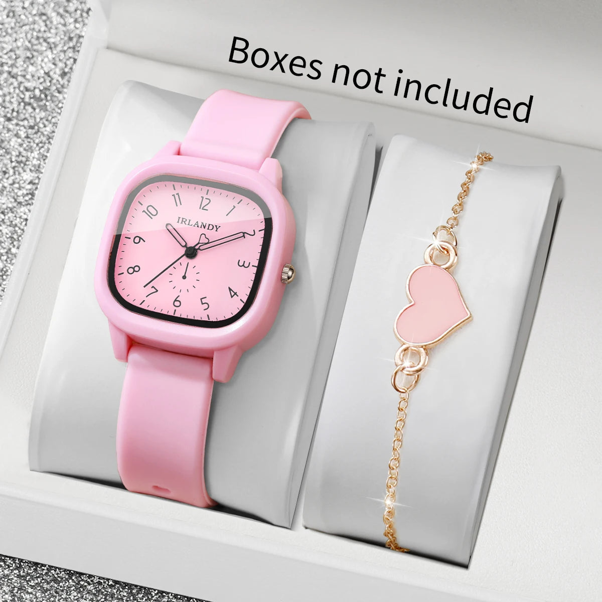 Square watch and heart bracelet set - view 6