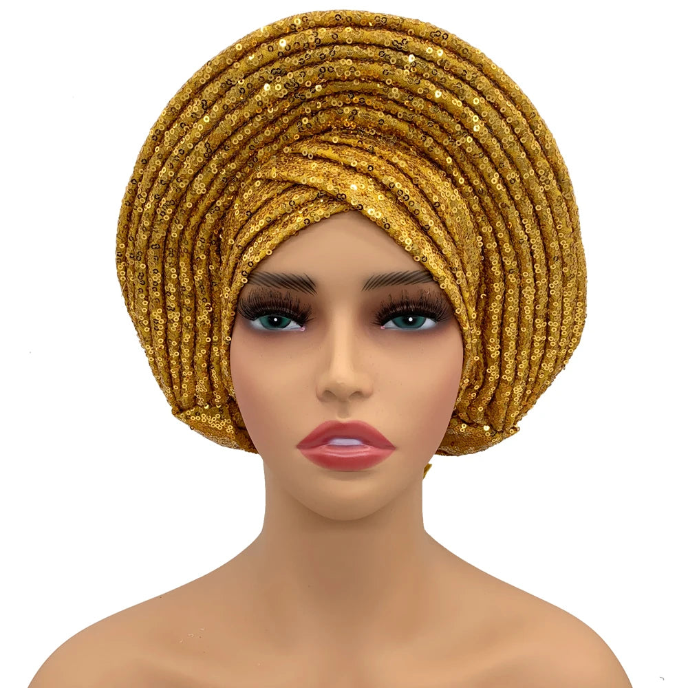 Women's sequin turban cap