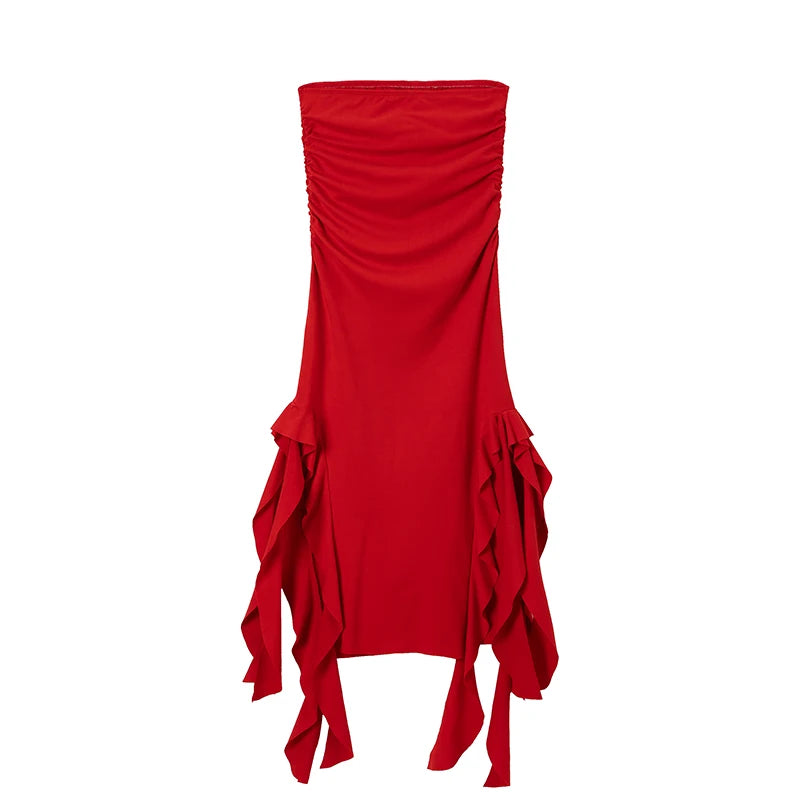 Women's red one shoulder dress