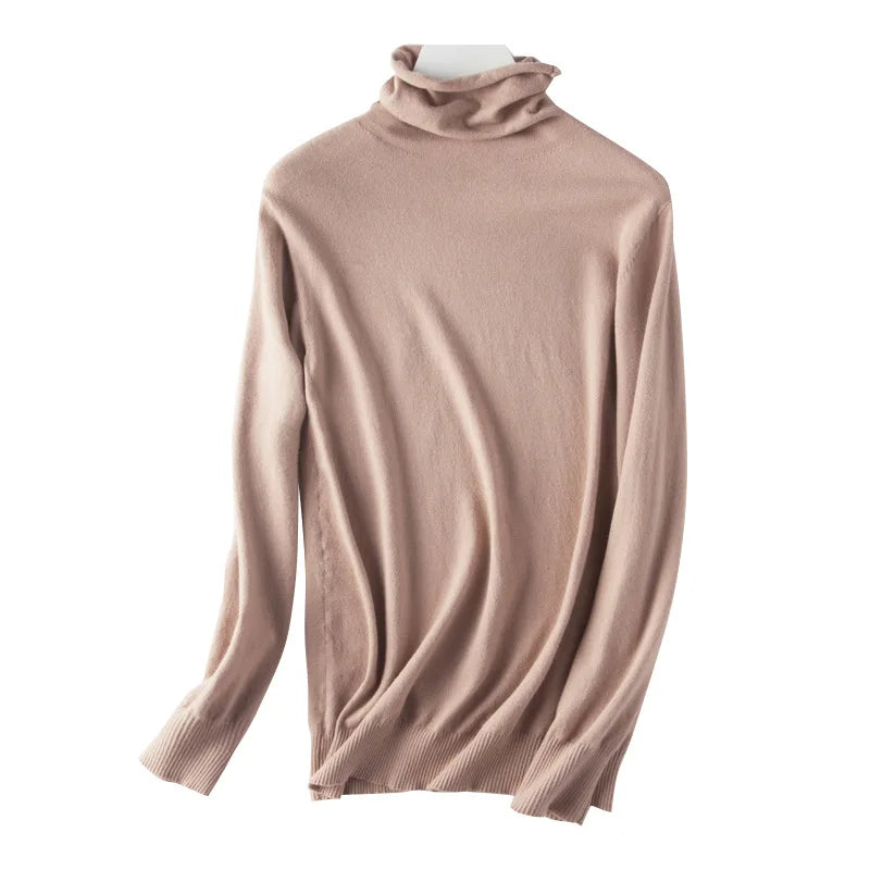 Women's camel turtleneck sweater