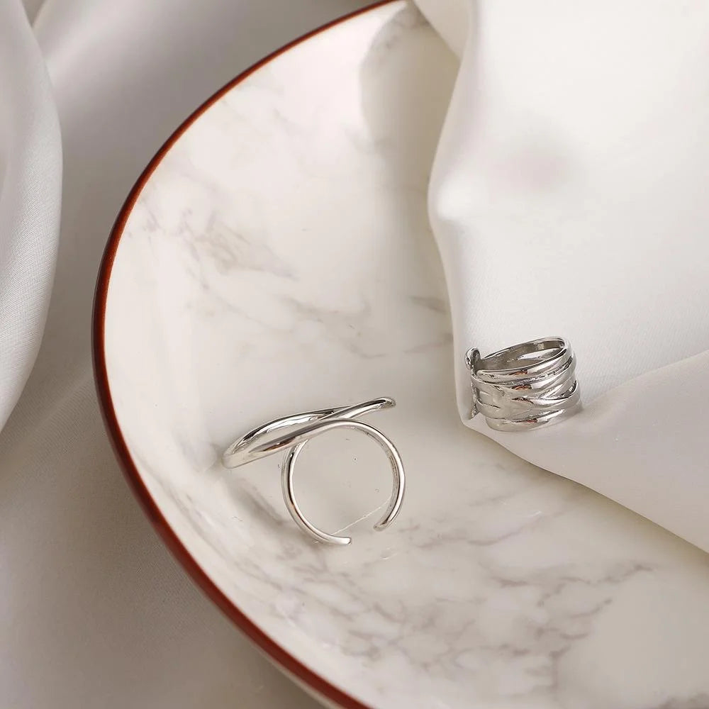 Women's 2 piece geometric ring set