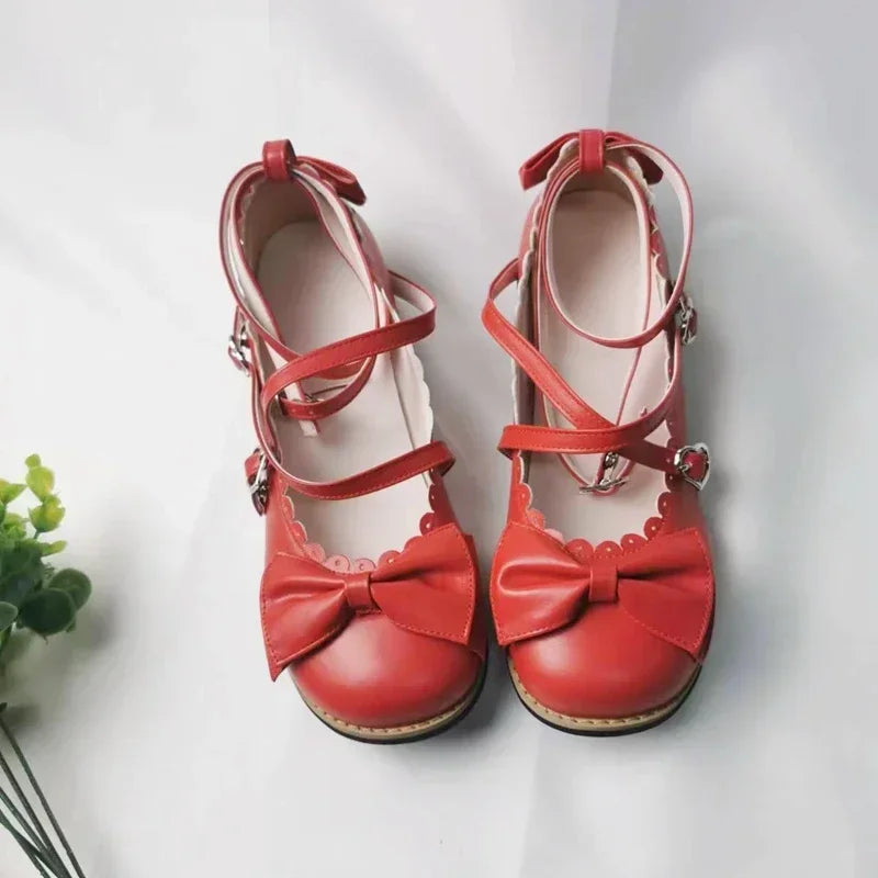 Women's red lolita flats