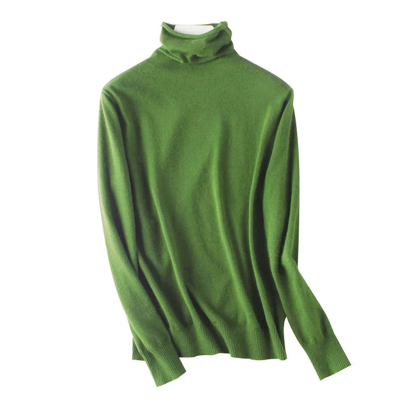 Women's light green turtleneck sweater