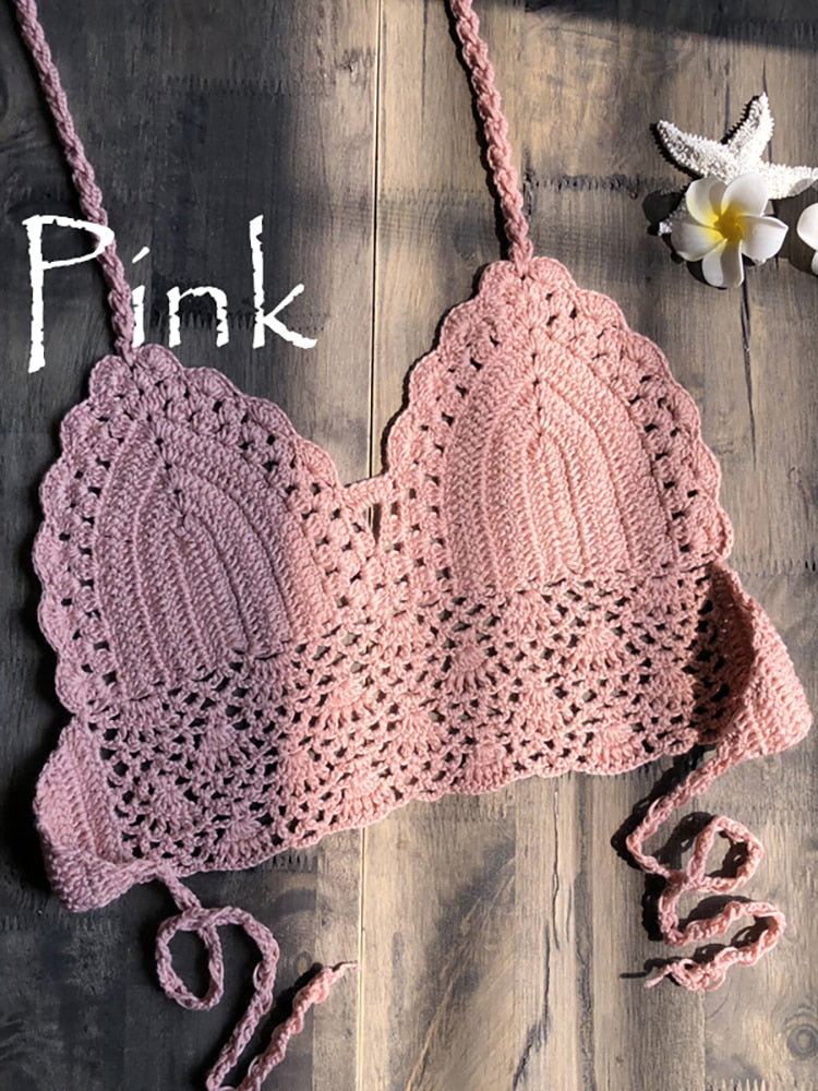 Women's pink triangle bikini top